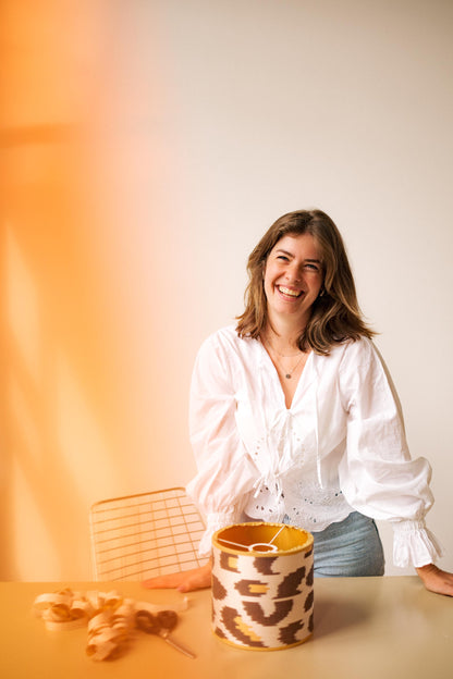 Handgemaakte Lampenkap - Ikat Panter Ø 30 cm