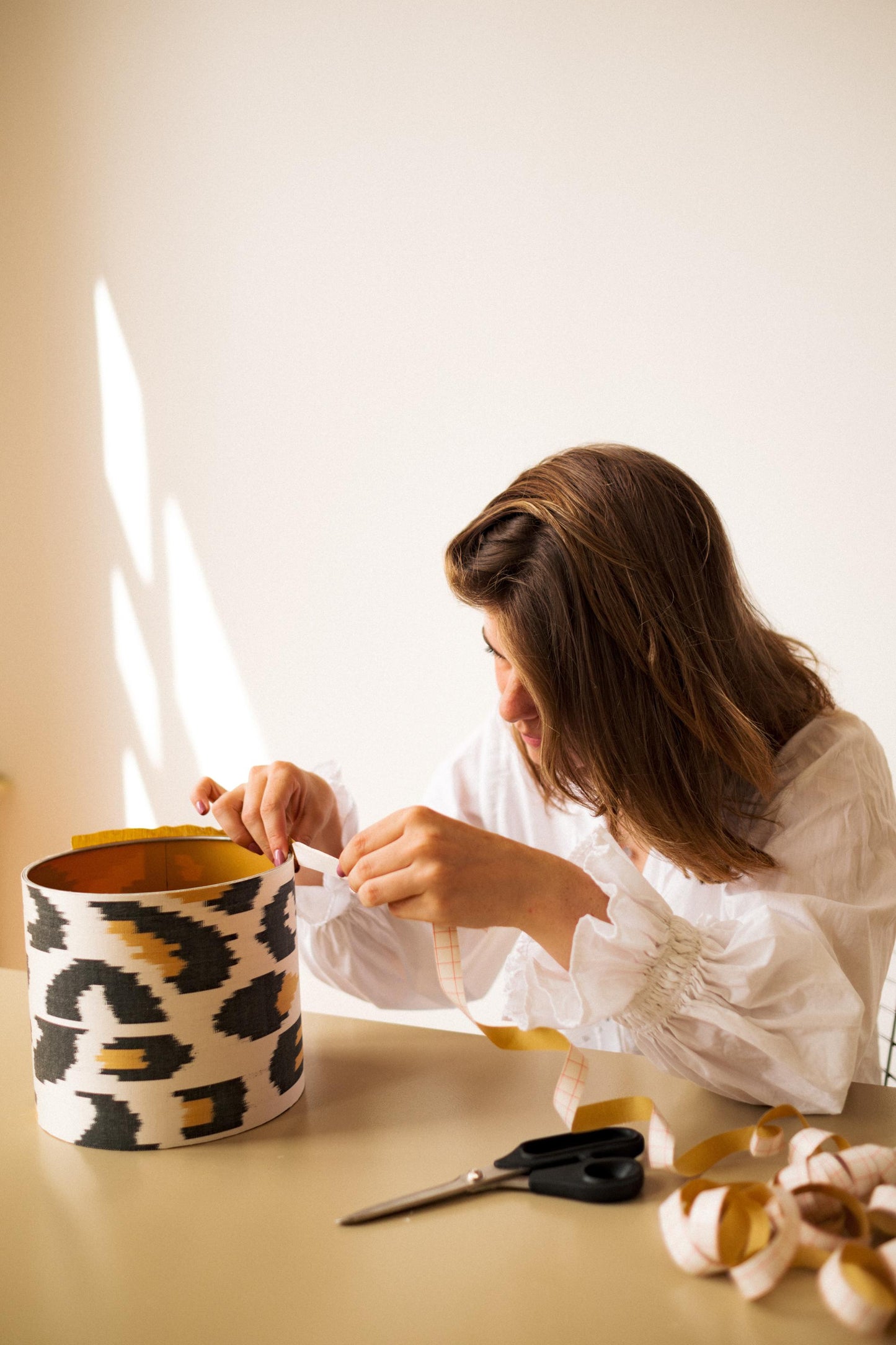 Handgemaakte Lampenkap - Ikat Panter Ø 30 cm