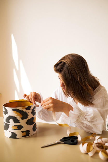 Handgemaakte Lampenkap - Ikat Panter Ø 30 cm