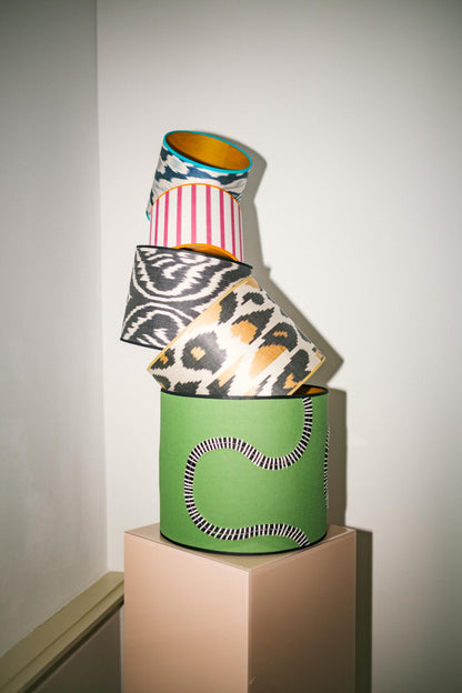 Handgemaakte Lampenkap - Ikat blauw Ø 20 cm