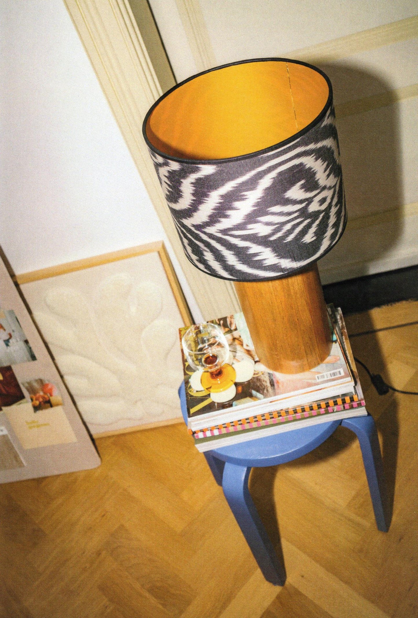 Handgemaakte Lampenkap - Ikat monochrome Ø 25 cm